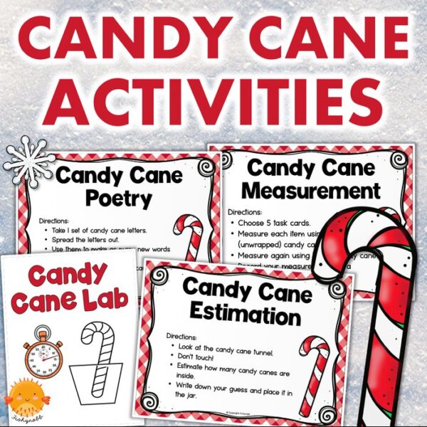 Candy Cane Day Activities Math Science and Literacy Stations